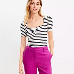 Striped Perfect Ribbed Sweetheart Tee - Loft - NWT
